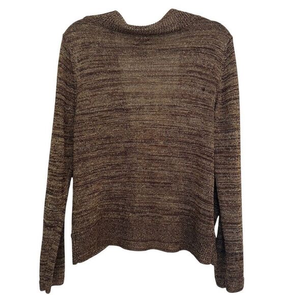 Chico's Women Sweater Sz XL/3/16 Odessa Bronze Metallic Retro Preppy City Party - Picture 3 of 7